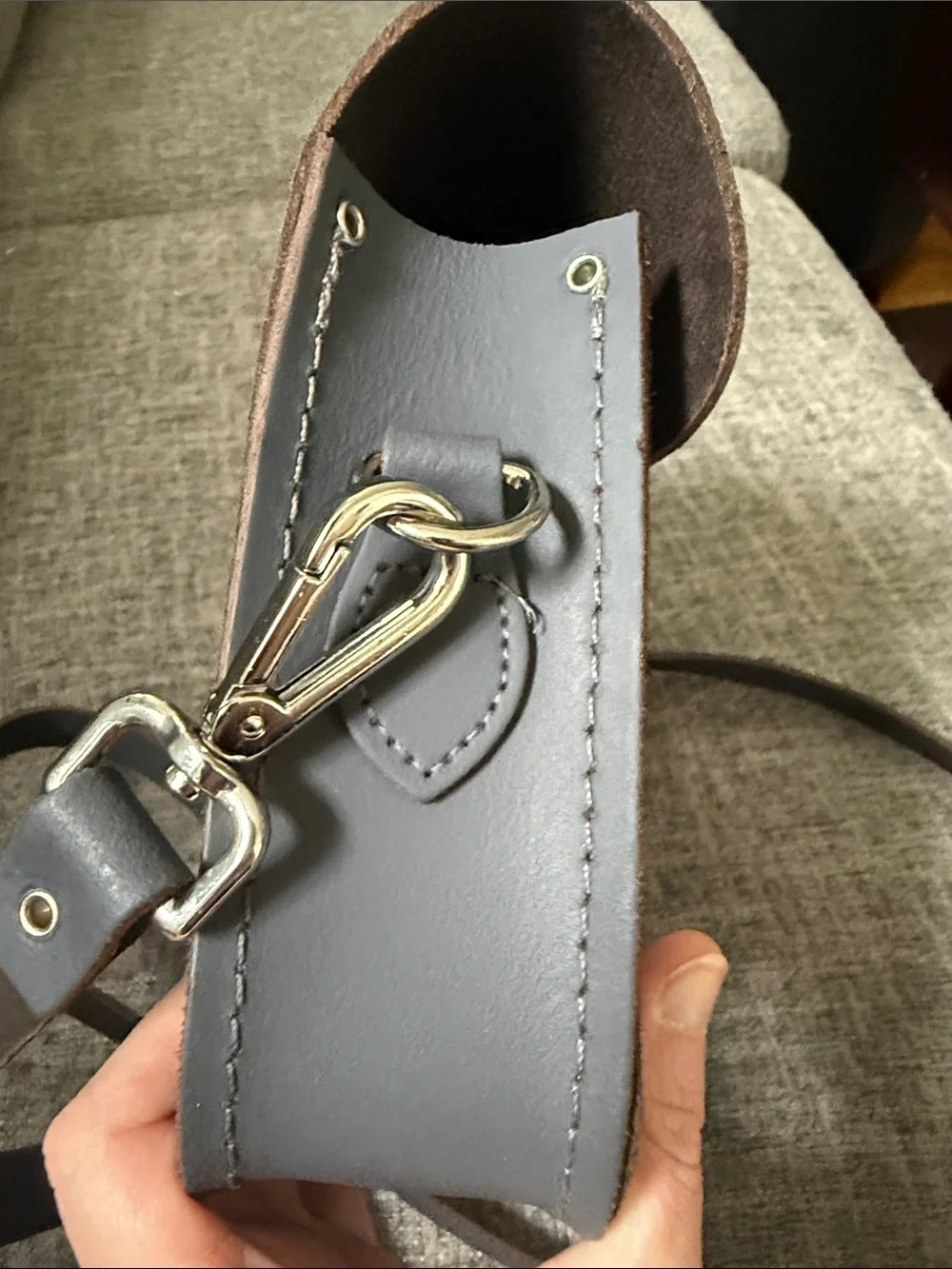 The Cambridge Satchel Company Slate Gray Leather Satchel Top Handle with strap